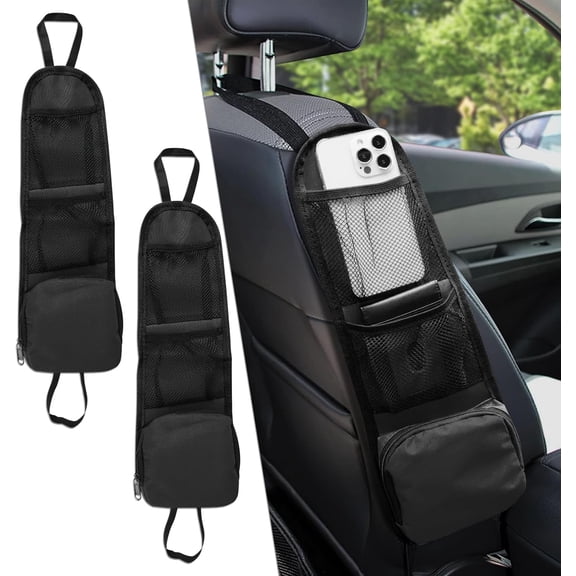 Car Seat Side Organizer, Auto Seat Storage Hanging Bag, Multifunctional Vehicle Mesh Pocket, Car Accessories Organizer for Phone, Wallet, Glasses