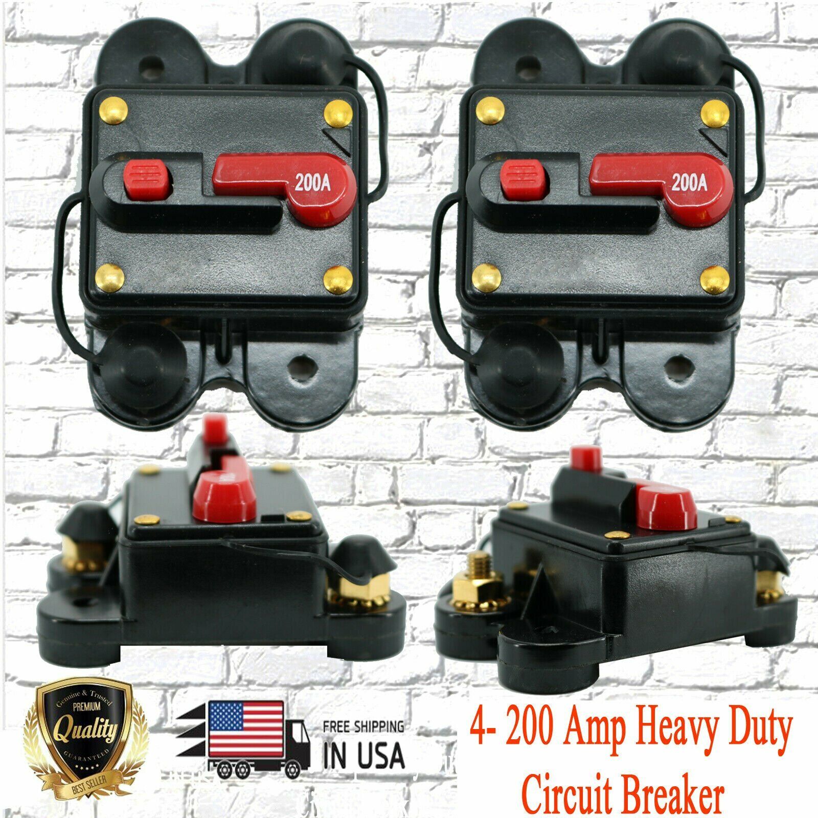 4x 200 Amp Circuit Breaker Replace Fuse Holder Car Marine Stereo Fuse