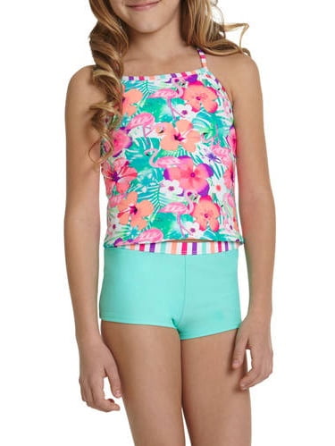 striped two piece bathing suit