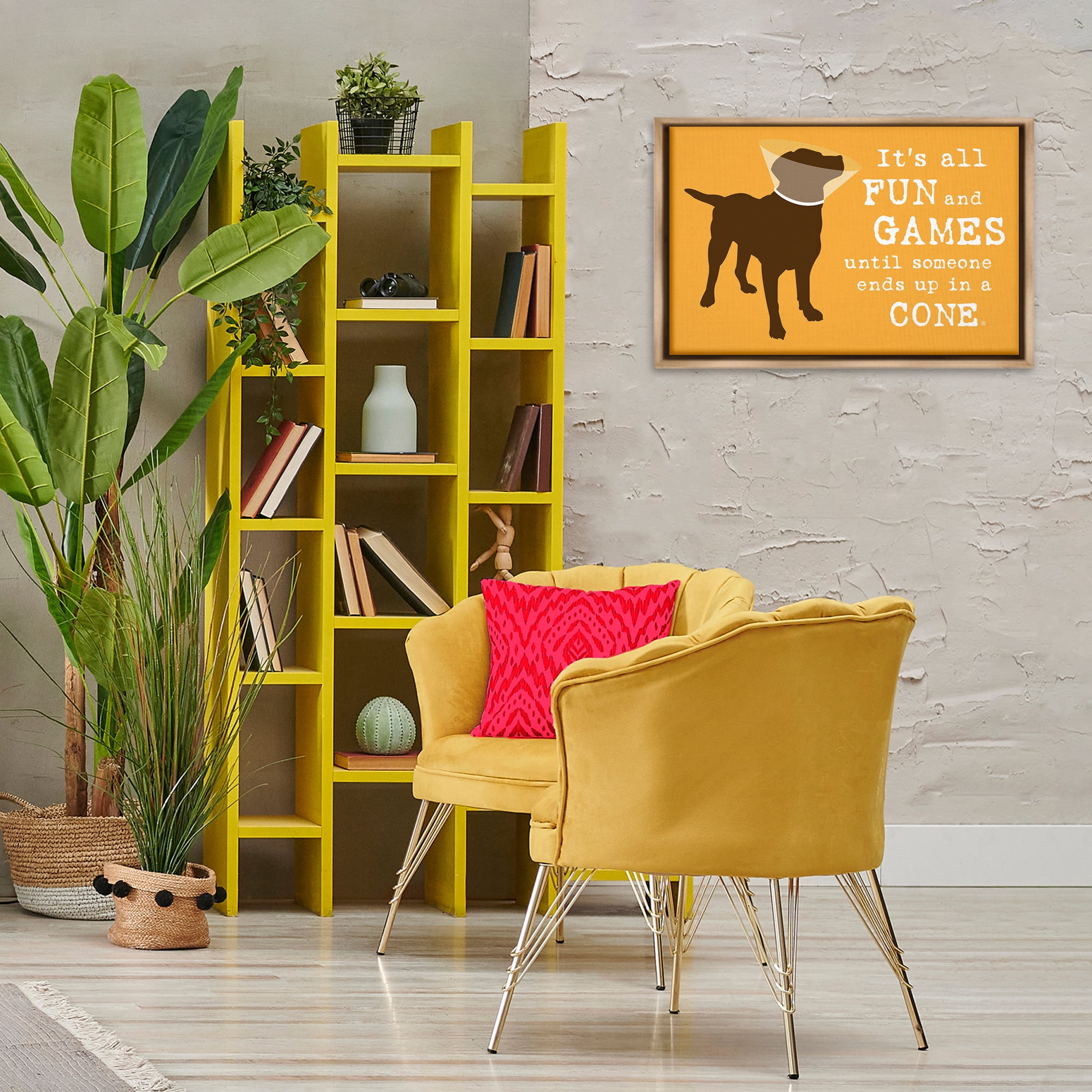 Stupell Industries Fun & Games Cone Animals Painting Brown Floater Framed Canvas Art Print Wall Art, 25 x 17