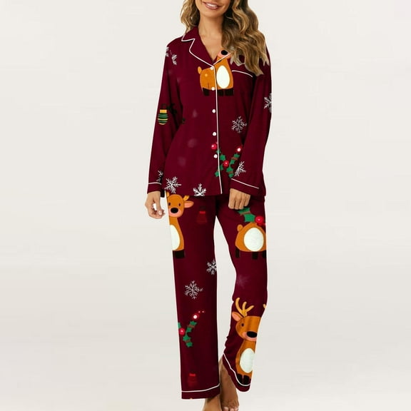 Hueook Pajamas for Women 100% Cotton Pajamas for Women Women's Home Pocket Printed Pajama Set for Daily Home Wear Multicolor S