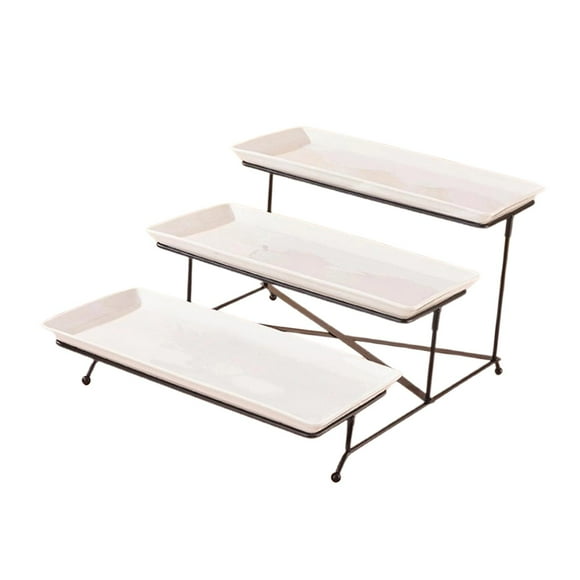 3 Tier Serving Tray Tiered Cupcake Tray for Pastry Sliced Cheese Desserts black and white
