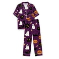 thumbnail image 7 of THDHVS Pajamas for Women Set,Womens Pajama Sets,Women's Pajama Sets Short Sleeve Button Down Halloween Print Sleepwear Nightwear Soft Pjs Lounge Sets Purple 3XL, 7 of 7