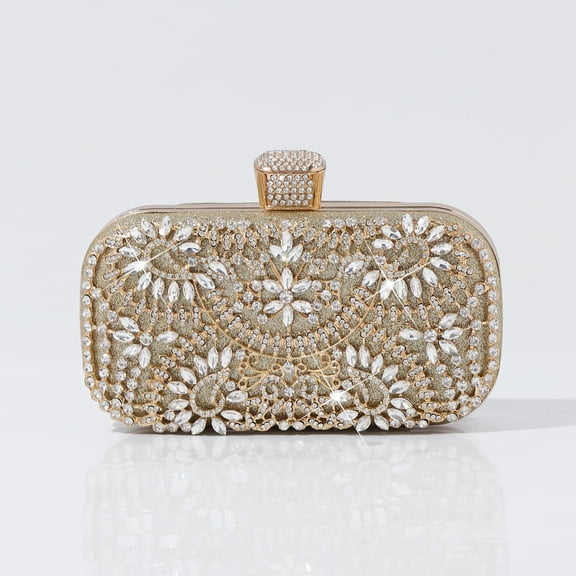 Jaucin Women's rhinestone embellished evening bag, wedding party shoulder bag, cocktail party crossbody bag, clutch wallet with detachable shoulder strap