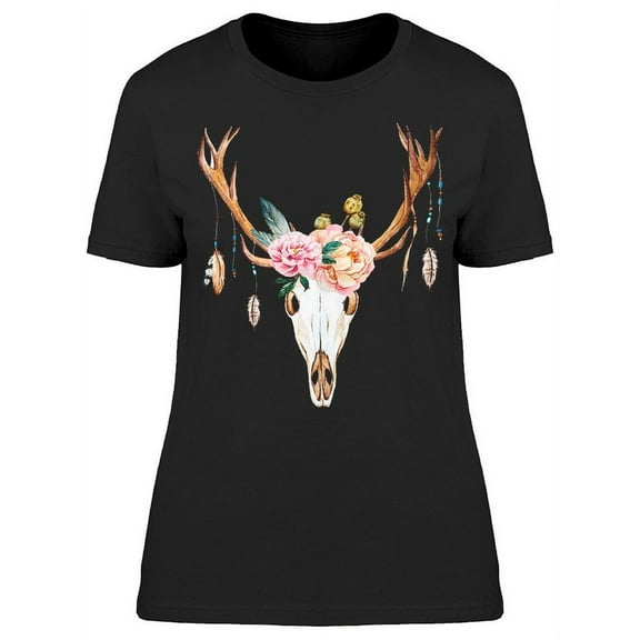 Watercolor Deer Head Art T-Shirt Women -Image by Shutterstock, Female 3X-Large