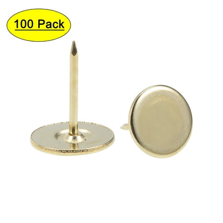 

Uxcell 0.63 x0.79 Upholstery Nails Tacks Flat Head Furniture Nails Pins Iron Gold Tone 100Pcs