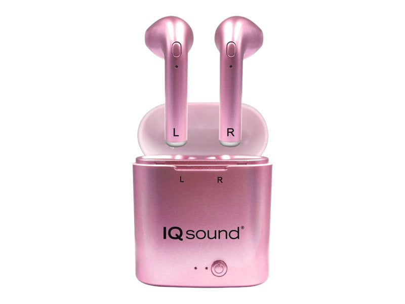 iq sound bluetooth true wireless earbuds and mic in gold