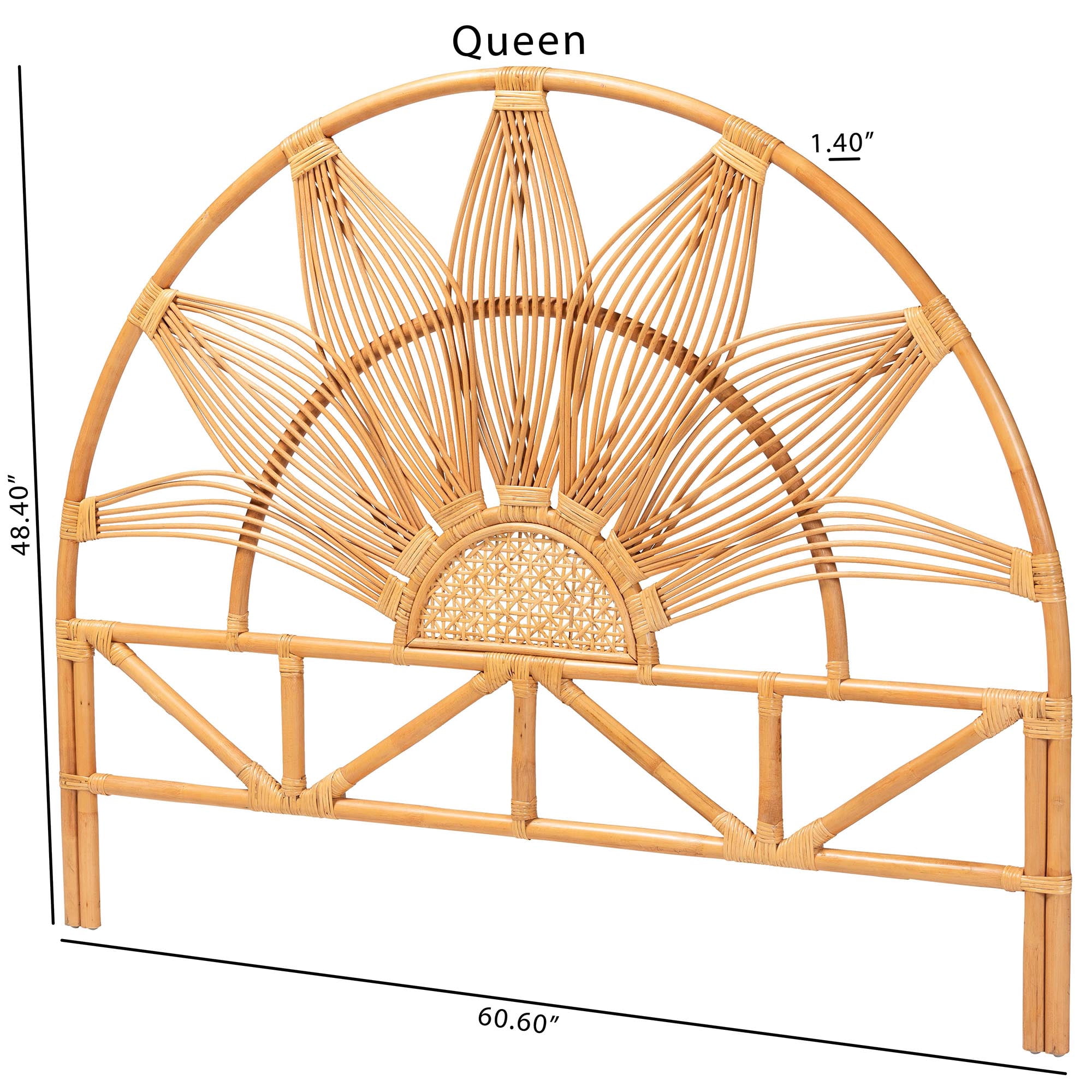 bali & pari Jasmine Boho Standalone headboard, Queen, Light honey