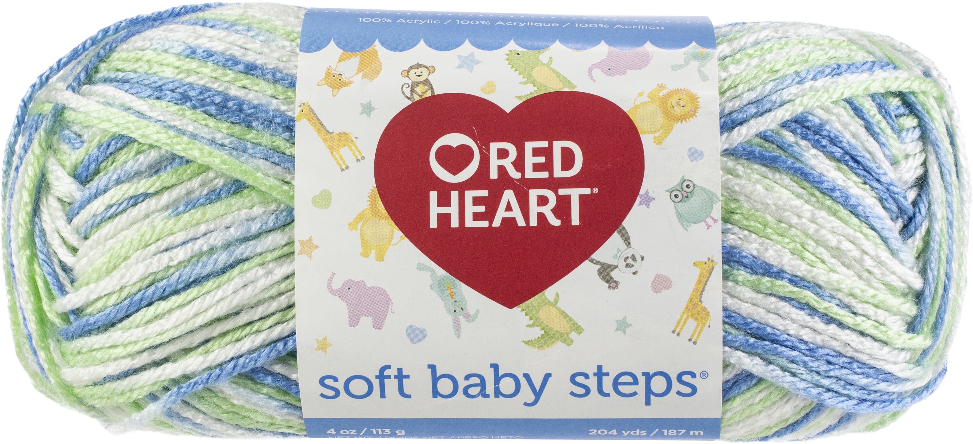 PUPPY PRINT 2 SKEINS/BALLS OF RED HEART SOFT BABY STEPS YARN 