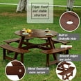 thumbnail image 3 of Aukfa Wooden Picnic Table for 8,Outdoor Round Picnic Table w/ 3 Benches for Garden, Backyard,Brown, 3 of 7