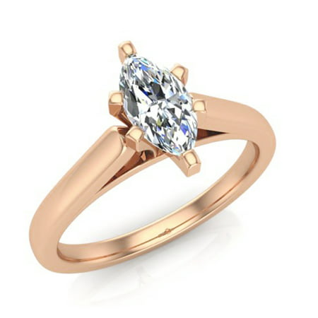 Marquise Cut Solitaire Diamond Engagement Ring 14K Rose Gold 1/3 ctw (I,I1) Popular