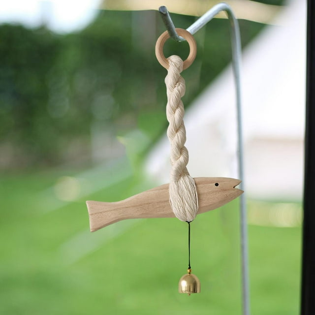 Timbre colgante de madera con forma de , encantadora decoración de pared, colgante de puerta de madera vintage, carillón de viento con forma de