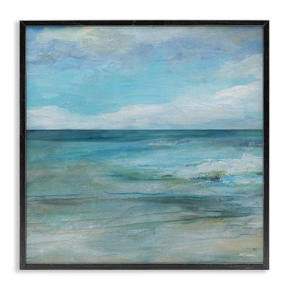 Stupell Industries Contemporary Aqua Ocean Horizon Abstract Black Framed Giclee Art, 12 x 12, by Carol Robinson