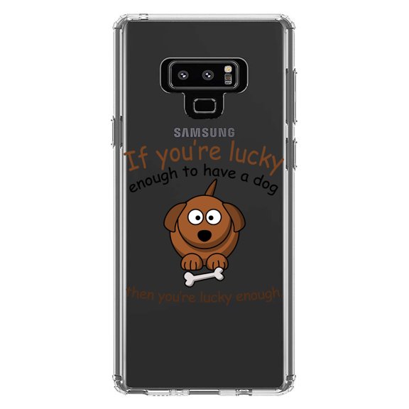 DistinctInk Clear Shockproof Hybrid Case for Samsung Galaxy Note 9 - TPU Bumper Acrylic Back Tempered Glass Screen Protector - If You're Lucky Enough to Have a Dog