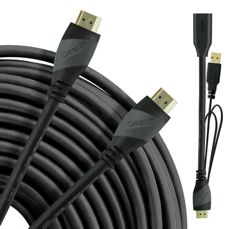 hdmi cable 100 ft, gearit pro series high speed hdmi cable (100 feet / 30.48 meters) supports 4k 3d audio return channel cl2 in-wall rated with ethernet and build-in signal booster,