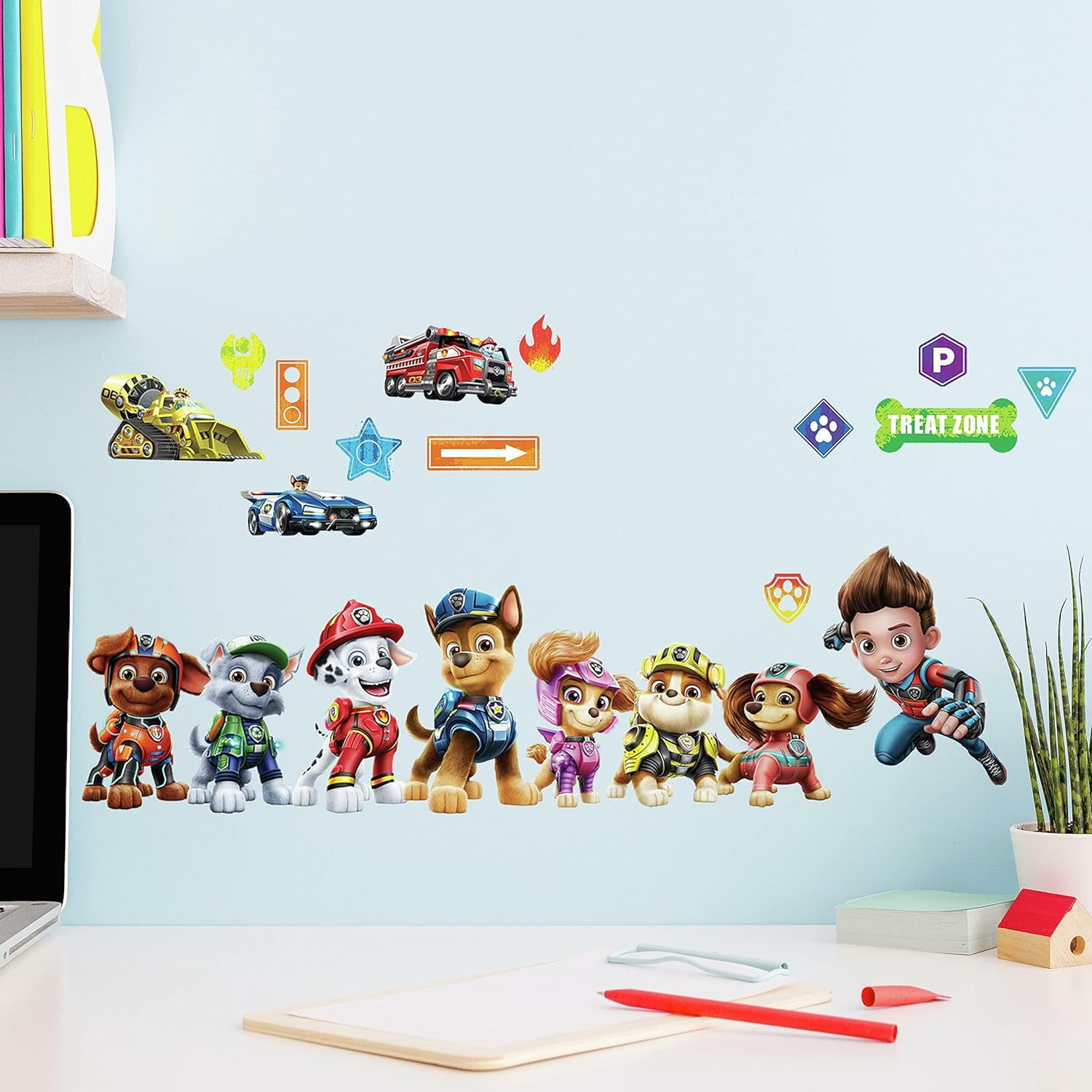 RoomMates Paw Patrol Movie Peel & Stick Wall Decals, 1.94 in x 7.18 ins x 9.38 in