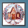 thumbnail image 2 of Pintura de diamante 5D DIY, tarjeta circular de taladro redondo completo, Kit de decoración de casa de nieve de Navidad FLhrweasw Nuevo, 2 of 9
