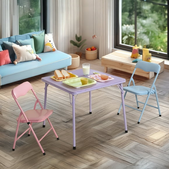 Maison Classique Table et Chaises Pliantes pour Enfants, Ensemble de 3 - Pastel
