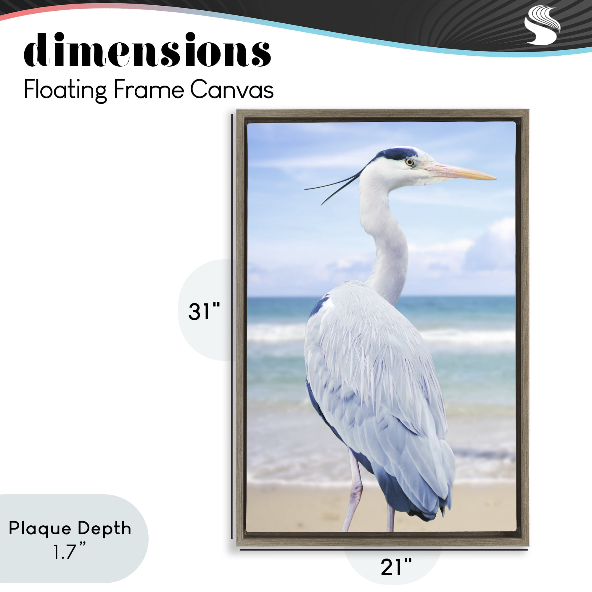 Stupell Industries Vacationing Heron by Seaside Brown Framed Floater Canvas Wall Art, design by Marcus Prime