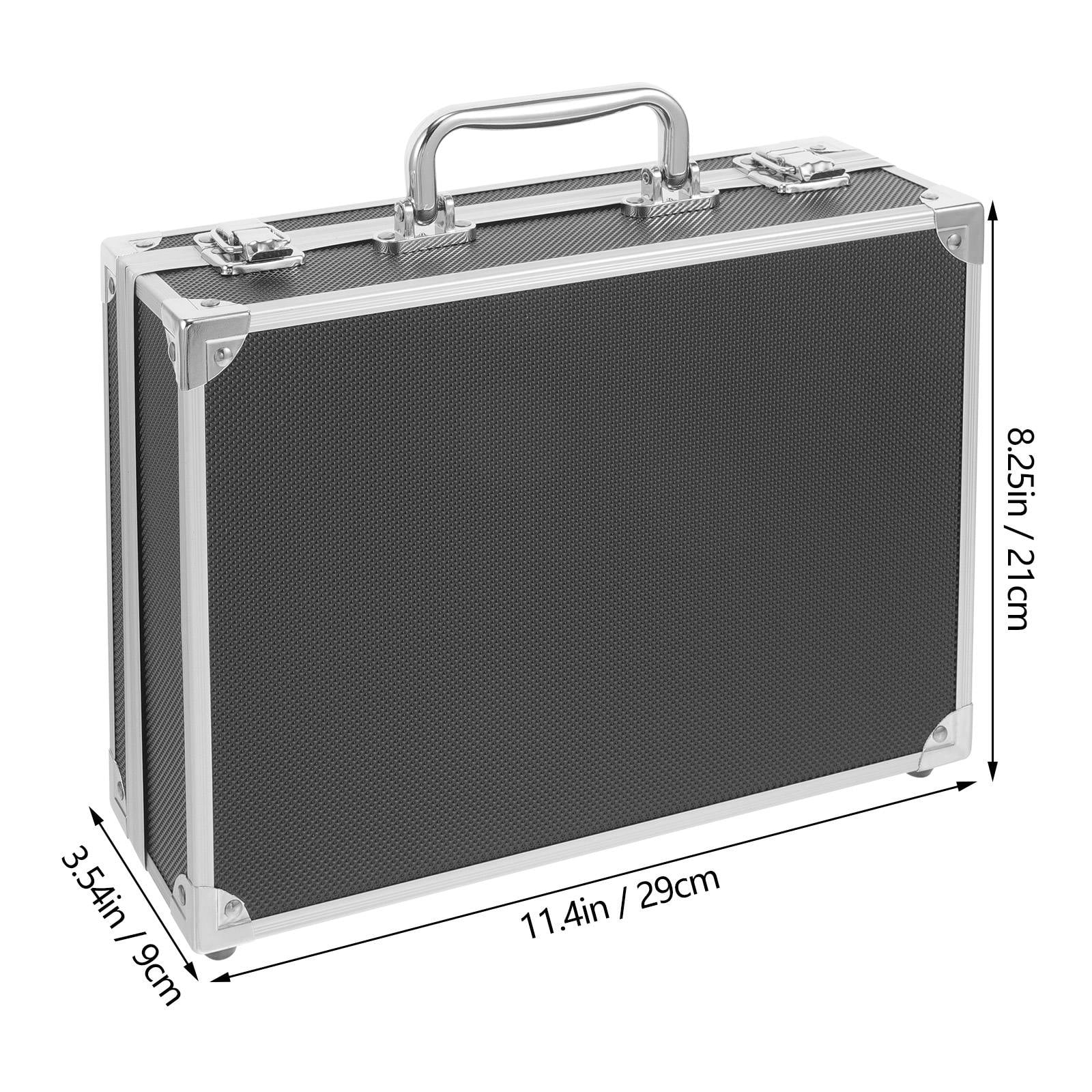 Hemobllo Black Portable Aluminum Alloy Tool Box Storage Case with Sponge Lining for Tools
