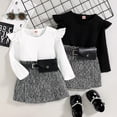 thumbnail image 4 of Esaierr 2PCS Toddler Girls Autumn Tops + Skirt with Belt Pockets Outfits for Newborn Winter Long Sleeve Tops, 4 of 5