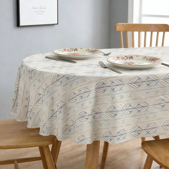 Modern Geometric Striped Tablecloth - Indoor/Outdoor Waterproof Wrinkle Free Durable for Oval Tables 60 X 102 Inch