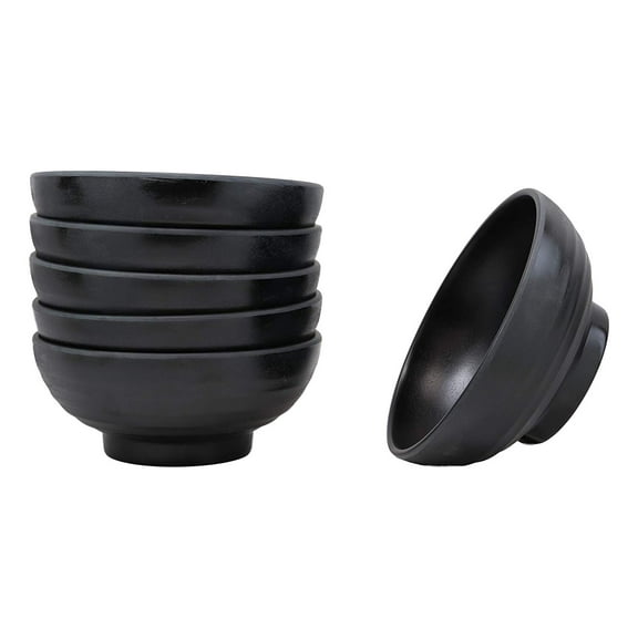 Matte Black Jade Melamine Ramen Salad Pho Pasta Soup Large Bowls 36oz Pack Of 6