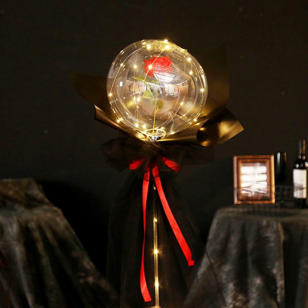 Hamlinson Led Light Up Balloons Rose Bouquet 20 Inch Clear Bobo