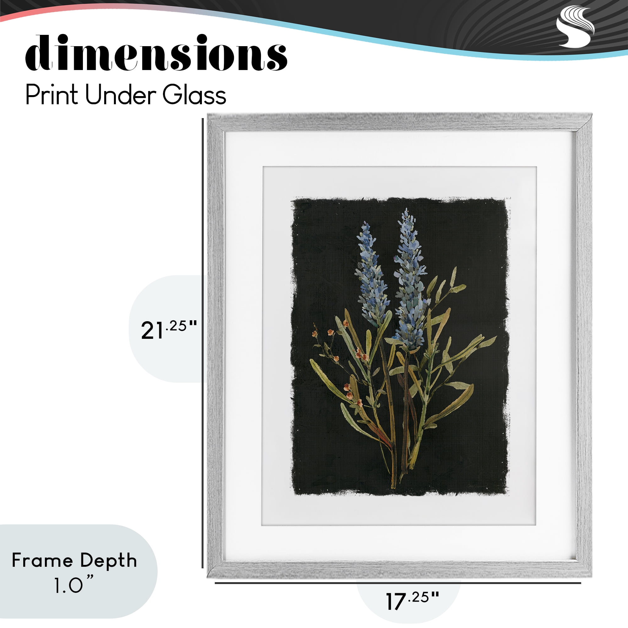 Stupell Industries Lavender Sprigs on Dark Background Gray Framed Print Under Glass, design by Carol Robinson