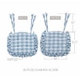 thumbnail image 2 of VHC Brands Farmhouse Country Annie Buffalo Check Blue Ruffled Chair Pad with Fabric Ties 16.5x18, 2 of 5