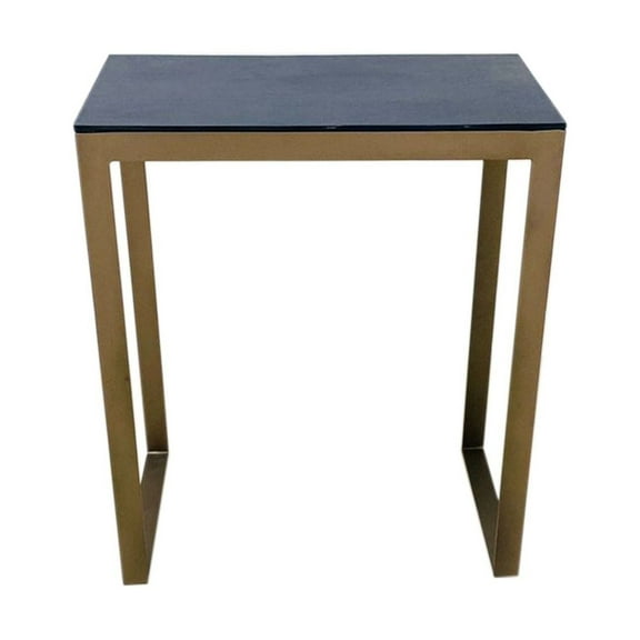 BIDK Home Rectangular Aluminum Side Table - 22" - Black and Brass Tone