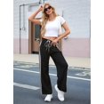 thumbnail image 5 of Women'S Wide Leg Pants Drawstring High Rise Side Striped Slouchy Palazzo Pants with Pockets Black&White Edges M, 5 of 7