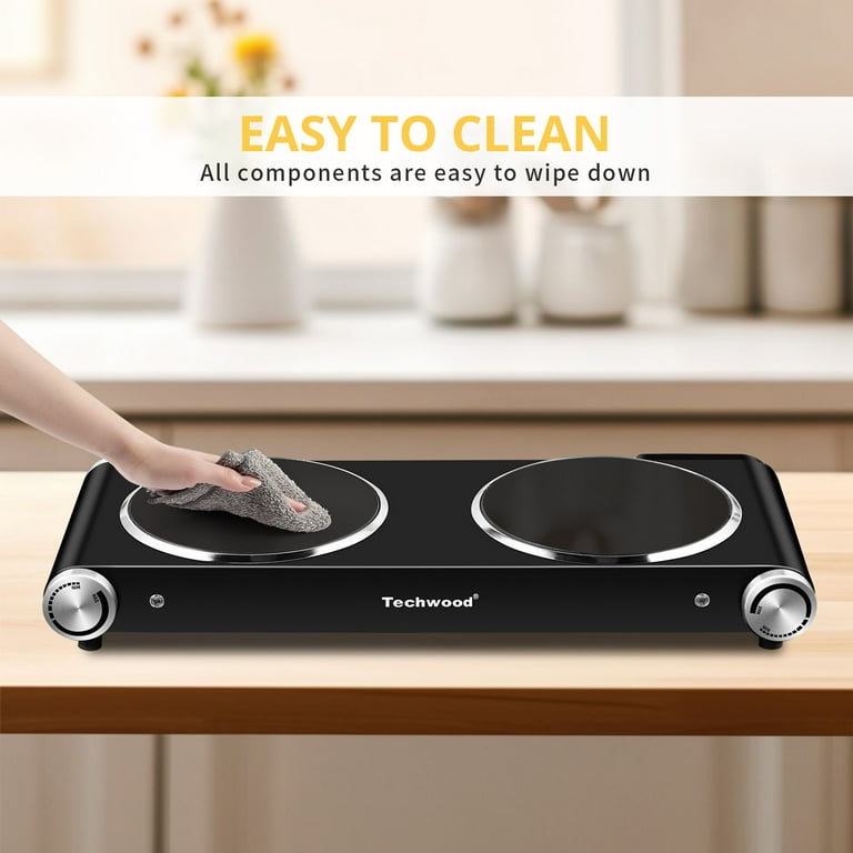 Techwood Plate Cooktop Automatic Electric Double Infrared Ceramic