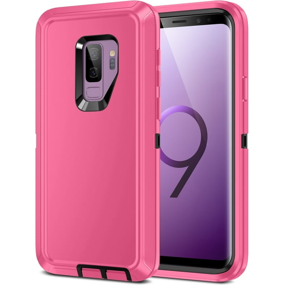 RegSun for Galaxy S9 Plus Case,Shockproof 3-Layer Full Body Protection [Without Screen Protector] Rugged Heavy Duty High Impact Hard Cover Case for Samsung Galaxy S9 Plus,Pink/Black