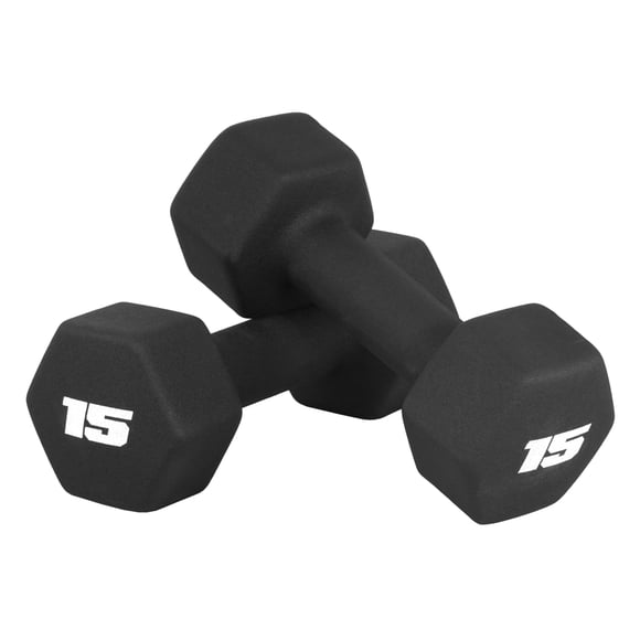 Par de pesas de mano de neopreno para mancuernas, 15 kg, color negro