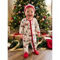 thumbnail image 5 of RUINIXCW Newborn Baby Girl Boy Christmas Outfit Footed Romper Infant Girl Boy Xmas Fall Winter Clothes Long Sleeve Zipper Footie Jumpsuit Hat Set, 5 of 10