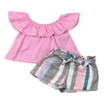 thumbnail image 1 of Petites Filles Hauts Sans Manches à Rayures Shorts Larges avec Nœud 1-6 Ans, 1 of 6