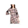 thumbnail image 3 of NY Collection Women's Petite Crochet-Trim Bell-Sleeve Dress Black Size Petite Medium, 3 of 3