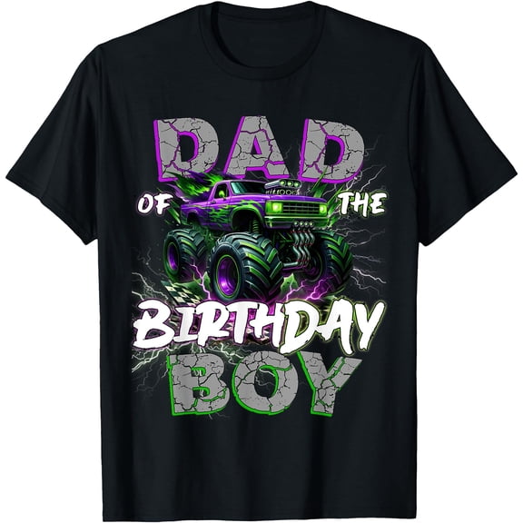 Vibrant Monster Truck Birthday Event T-Shirt for Dad's Family Party