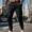 Black, variant on Men’s Multi-Strap Zip Cargo Jogger Pants with High Stretch Elastic-Waist & Side Zip Slots for Morning Cardio Gray XXXL