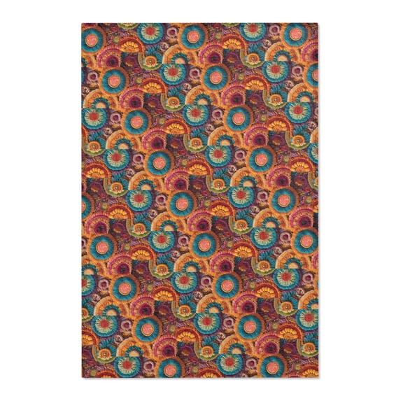 Vibrant Boho Area Rug - Colorful Circular Pattern for Home Décor