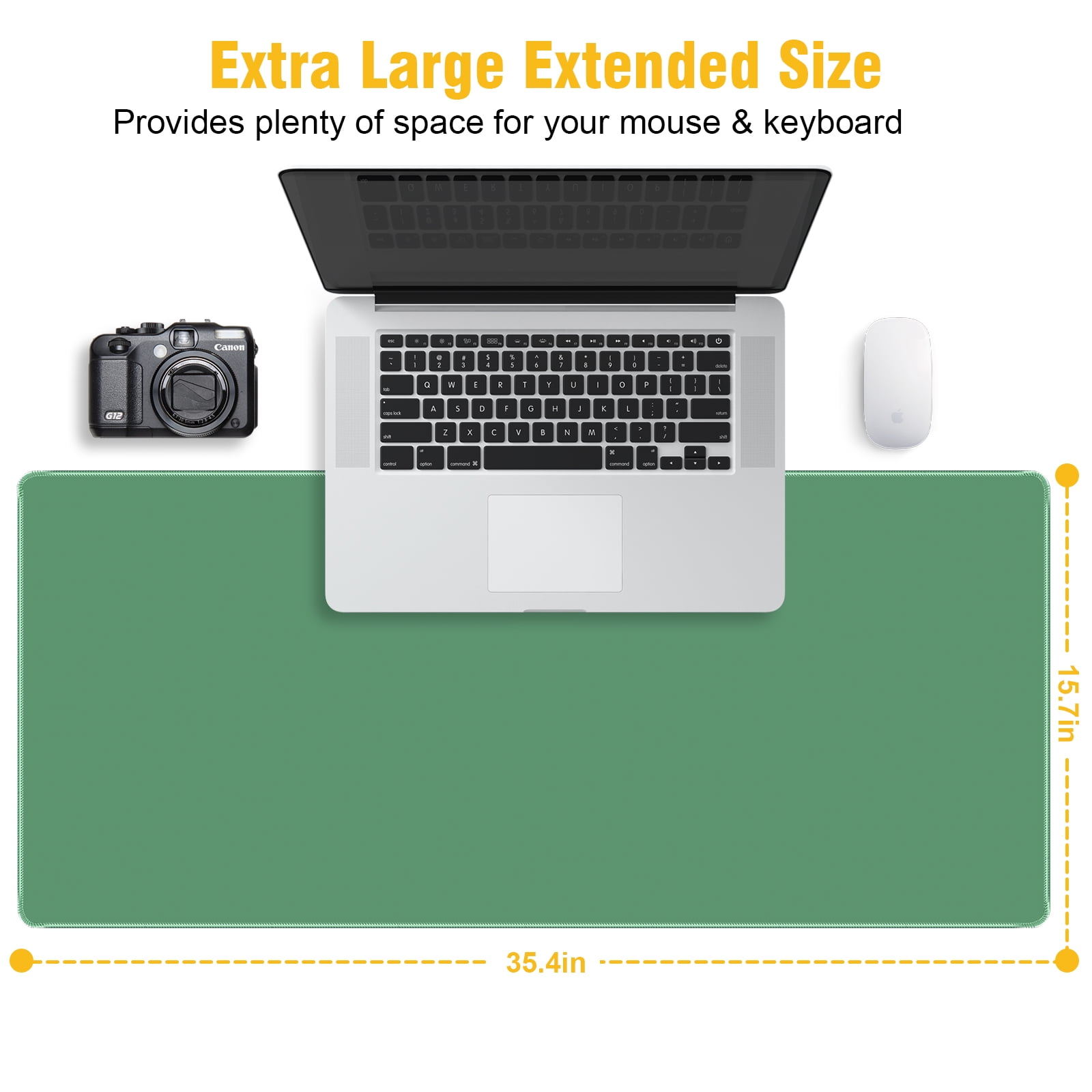 Minimalist Desk Mat, Large Mouse Pad with Non-Slip Base, Office Desk Accessories, 35.4"x15.7" Green