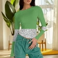 thumbnail image 4 of Uootdi Colorblock Long Sleeve Shirts for Women Round Neck Gradigent Slimming Fit Pullover Striped Casual Skinny Athletic Workout Tops Gift, 4 of 7