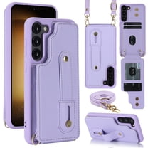 Dteck Samsung Galaxy S23 Plus Case 6.6 inch Wallet with RFID Blocking Card Slots, Crossbody Leather Detachable Shoulder Strap Flip Case with Magnetic Clasp and Kickstand for Men Women,Purple