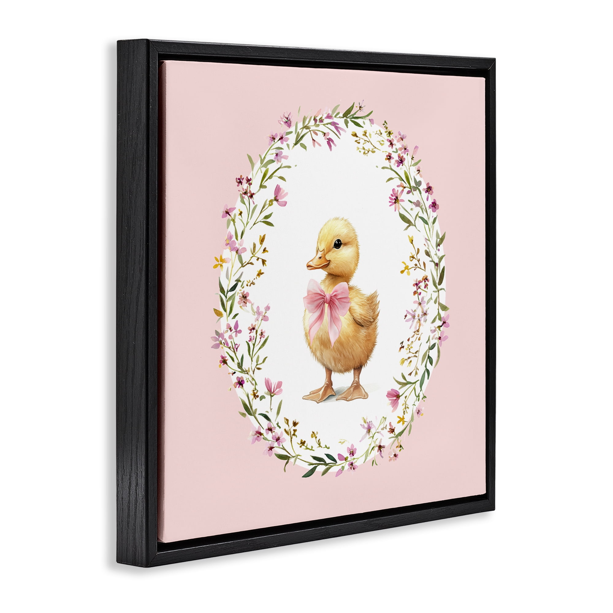 Stupell Industries Blush Pink Duckling Black Framed Floater Canvas Wall Art, design by Christine Simpson Art