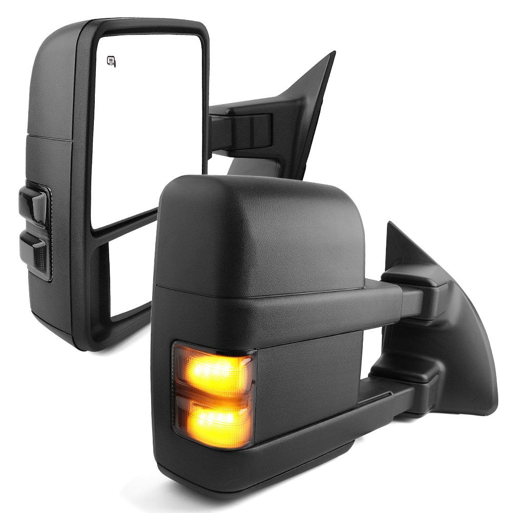 ECCPP Towing mirrors Replacement fit for 2008-2016 Ford F250 F350 F450 F550 Super Duty Black Manual Led Turn Signal Lights Pair Mirrors