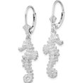 thumbnail image 3 of Sterling Silver Polished 3D Seahorse Leverback Earrings (40.5 X 12) Made In United States qe15591, 3 of 6