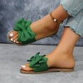 thumbnail image 4 of LOVZFMLL Women's Flat Sandals Summer Casual Bow Knot Round Toe Slippers for Beach Walking Slides Outdoor Open Toe Slip On Green 5.5, 4 of 5