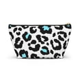 thumbnail image 3 of White & Blue Leopard Animal Print Makeup Bag Women's Cosmetic Pouch Bag, 3 of 6