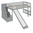 thumbnail image 5 of CLEARANCE! Stairway Twin Size Loft Bed with Two Drawers and Slide, Gray, 5 of 10